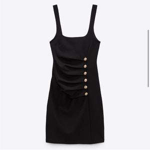 BNTW Zara Black Bodycon Mini Dress with Gold Buttons